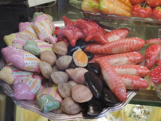 Marzipan sea creatures.